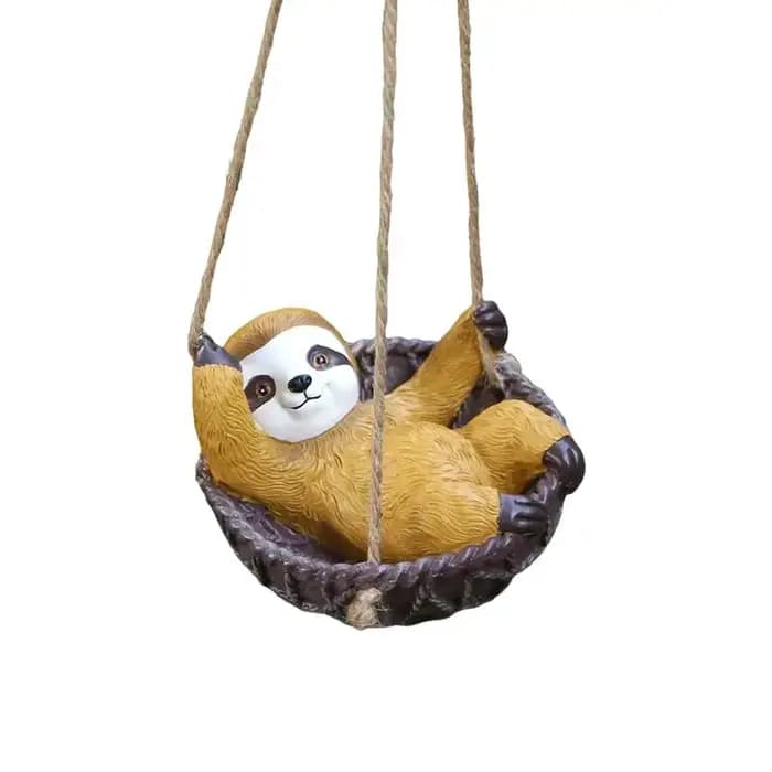 Décoration de jardin en forme de paresseux à suspendre pour extérieur, statue de paresseux pour la décoration de jardin, patio ou fête, figurines décoratives de paresseux mignonnes en train de balanço