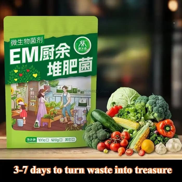 Agent de Fermentation Bactérienne pour Compost de Déchets Alimentaires EM 500G – Idéal pour Améliorer le Sol des Légumes, des Fleurs et des Plantes, et Apporter des Nutriments