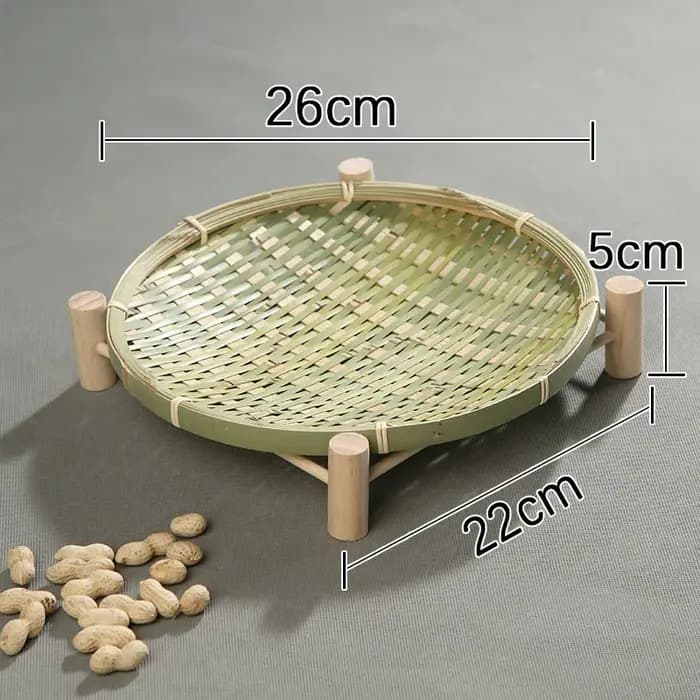 Nouveau plateau de fruits secs en bambou fait à la main tissé avec support panier de fruits panier décoratif de grande capacité plateaux de panier en bambou