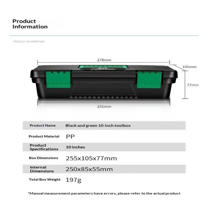 Boîte à outils en plastique de 10 pouces, boîte de rangement pour outils de menuiserie, réparations