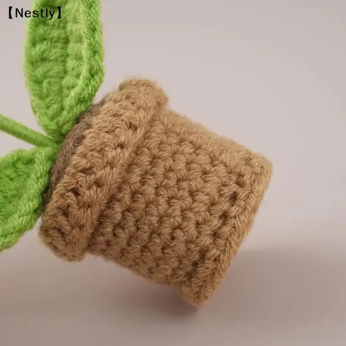 Joli pot de fleurs au crochet tressé à la main
