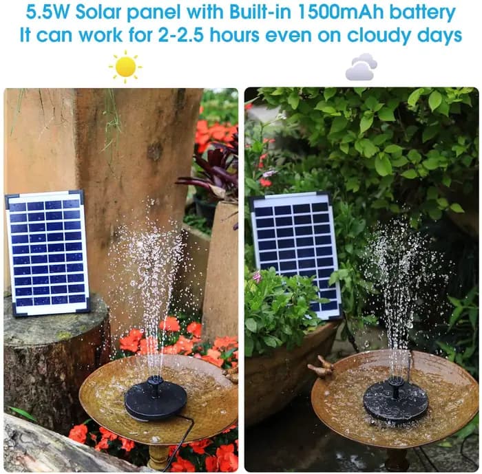 Pompe à eau solaire avec tuyau à buses, pompe à eau solaire bricolage pour bain d'oiseaux, sécuritai