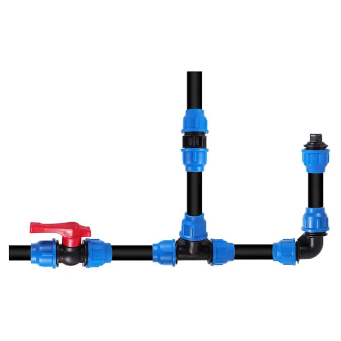 Connecteur rapide de tube PE, joint rapide direct, embout coudé droit en T, 20mm, 25mm, 32mm, 40mm,