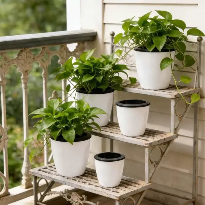 Pot de fleurs auto-arrosant en plastique S/M/L/XL pour herbes