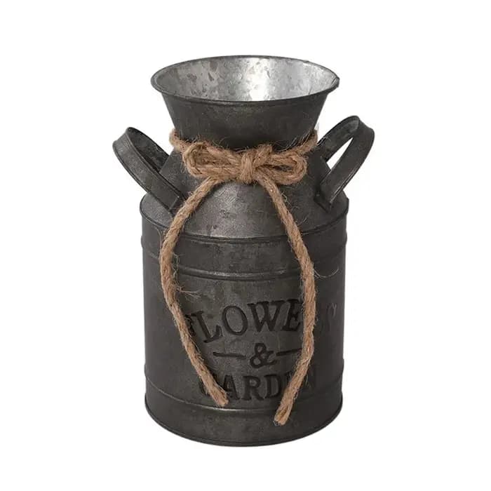 Pot de fleur vintage en métal portable