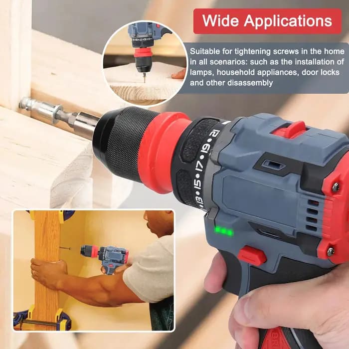 Tournevis électrique sans fil 21V, perceuse à percussion sans balais 2 en 1, Rechargeable, 2 vitesse