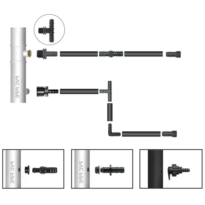 Joint de tuyau d'irrigation goutte à goutte droit, connecteur de barbe pet, té coudé, filetage mâle