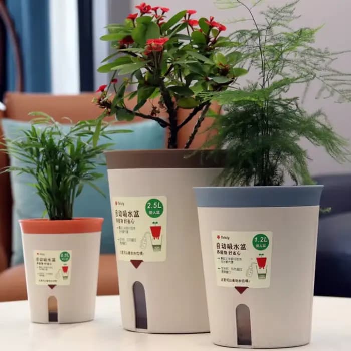 Pot de fleur hydroponique à double couche auto-arrosant