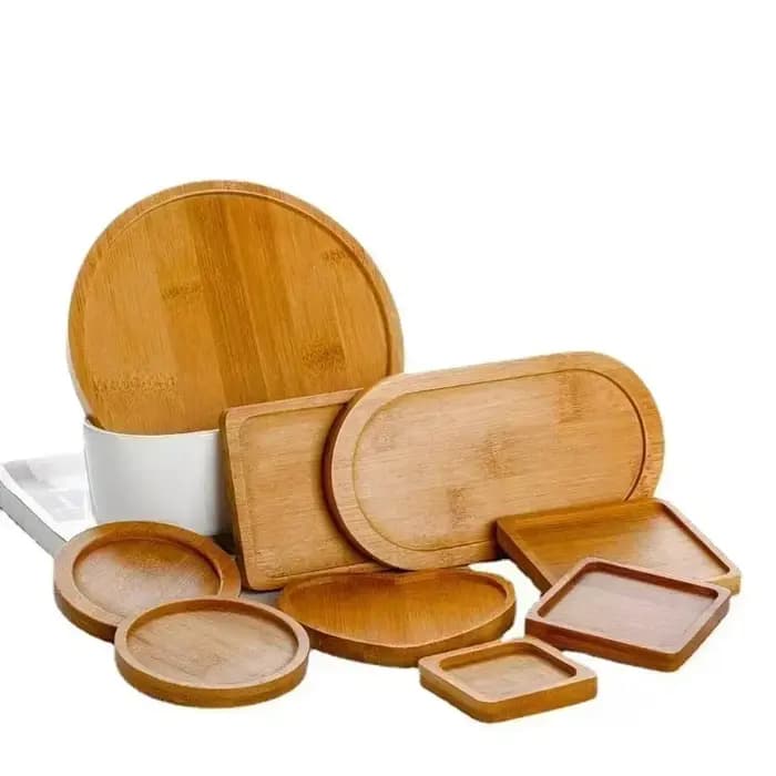 Plateau multi-bambou, soucoupe en bois, Pot de fleur, plateau de tasse, plaque de dessous de verre, assiette décorative de cuisine, dessous de verre créatif, tapis de tasse à café