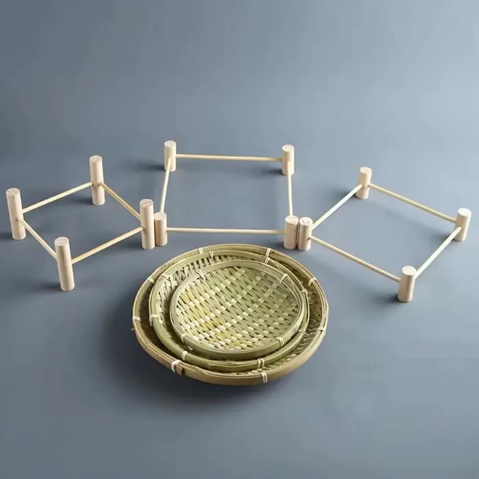 Nouveau plateau de fruits secs en bambou fait à la main tissé avec support panier de fruits panier décoratif de grande capacité plateaux de panier en bambou