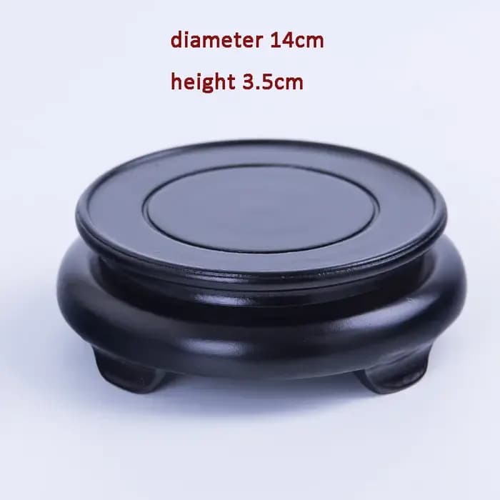 Base en bois rotative noir mat 10-30cm de diamètre, vase à fleurs rond en céramique, base en pierre, théière avec cadre en bois