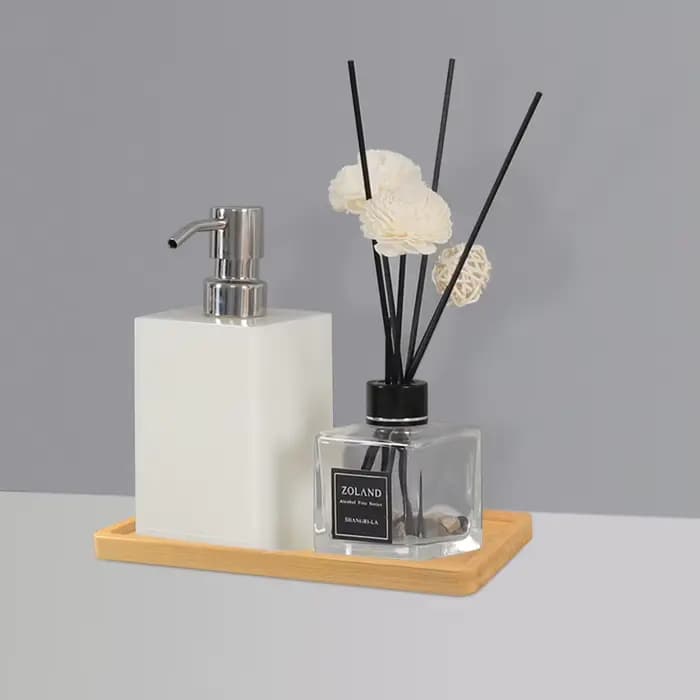 Plateau rectangulaire en bambou naturel, plante succulente, soucoupe, comptoir de salle de bains en bois, organisateur de cuisine, décoration de maison pour cosmétiques