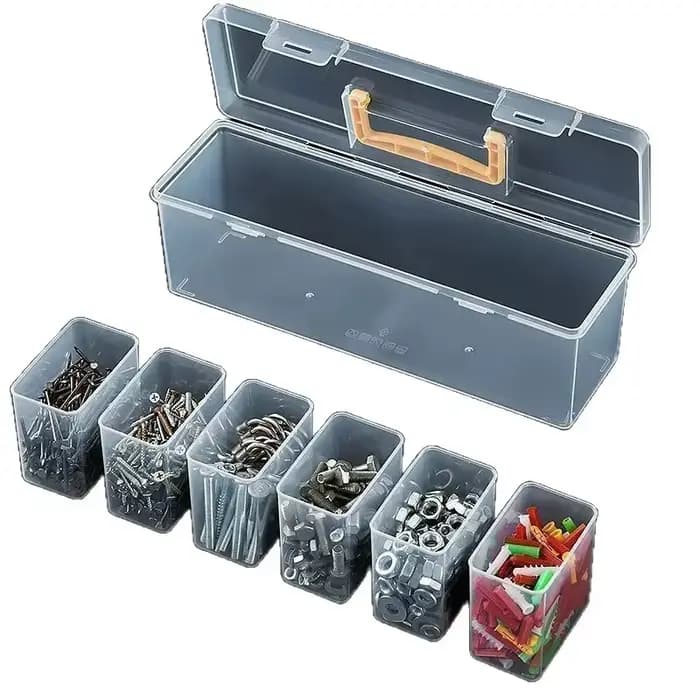 Nouveauté 2026 : Boîte de rangement transparente portable à compartiments pour pièces