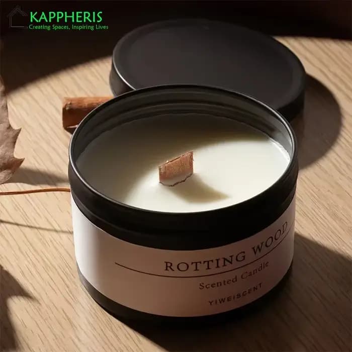 Bougies aromatiques parfumées en boîte de conserve noire