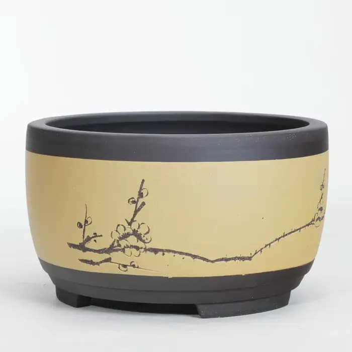 Pot de fleurs de bonsaï rond en céramique
