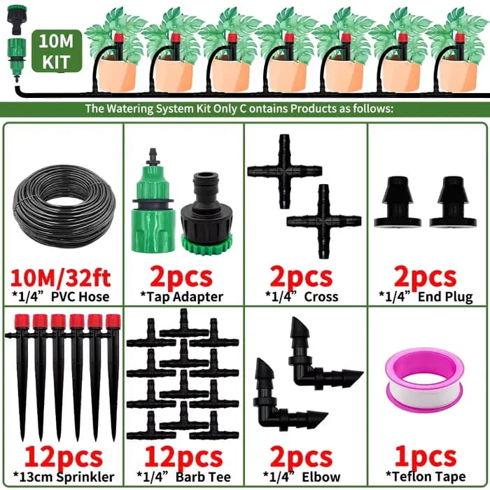 Kit de système d'arrosage automatique d'irrigation goutte-à-goutte de jardin, arroseur 1/4 ''13CM po