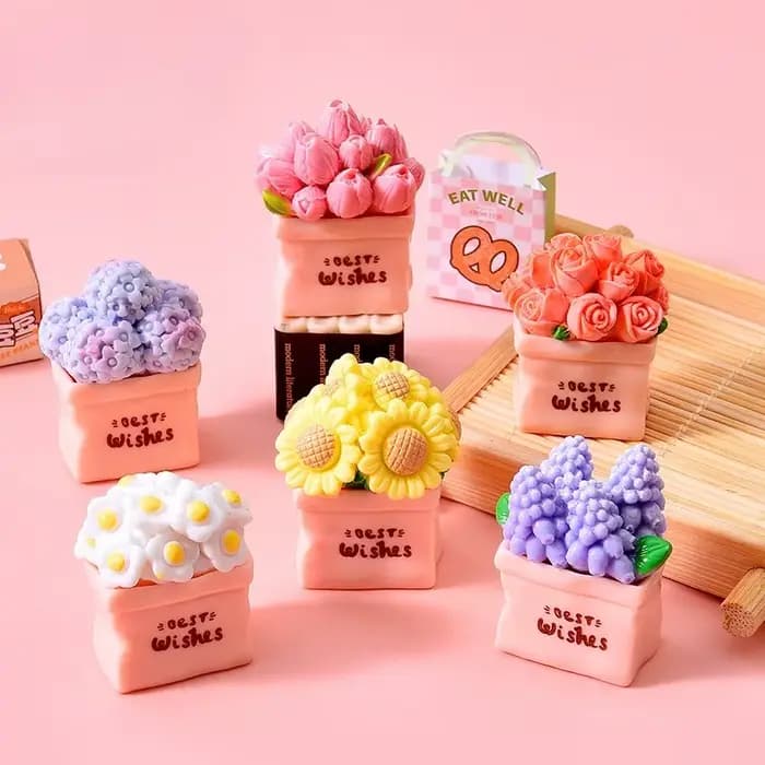 Mini Pot de fleur plante tournesol Rose résine bricolage bureau voiture petites Miniatures ornements crème colle accessoires décoration décor