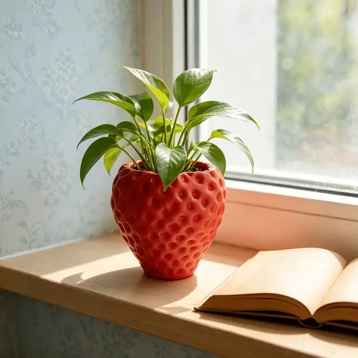 Pot de fleurs en plastique pastoral 3D motif fraise multicolore pour plantes succulentes