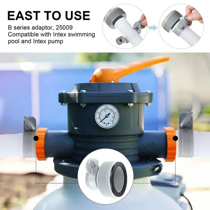 Adaptateur de tuyau de piscine 1.25 "à 1.5", pièces de pompe de piscine avec collier de Valve à pist