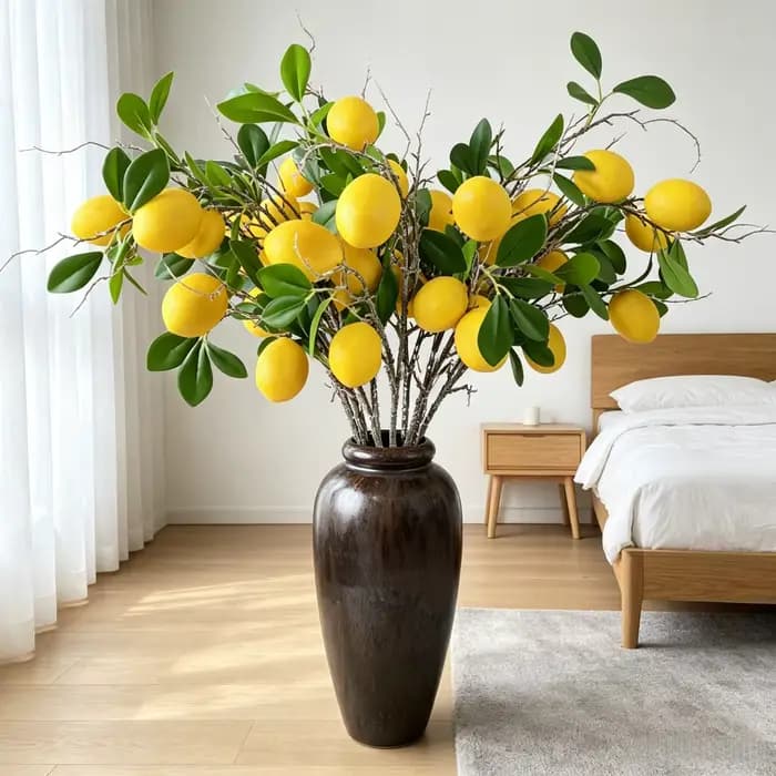 1 citronnier artificiel contenant 5 faux citrons