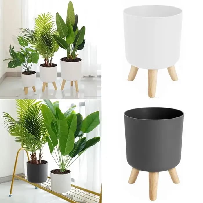 Pot de fleur avec support en bois, présentoir pour plantes, jardinière pour bureau intérieur, décoration de salon, Pot de fleur sur pied
