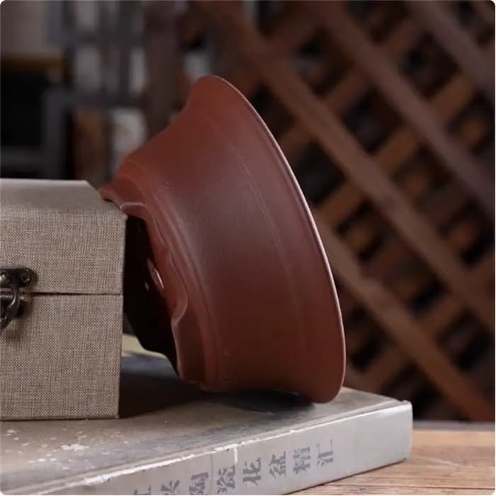 Pot de bonsaï en poterie fait à la main en argile violette