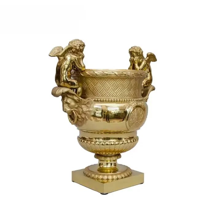 Vase décoratif moderne en laiton et métal pour jardin extérieur