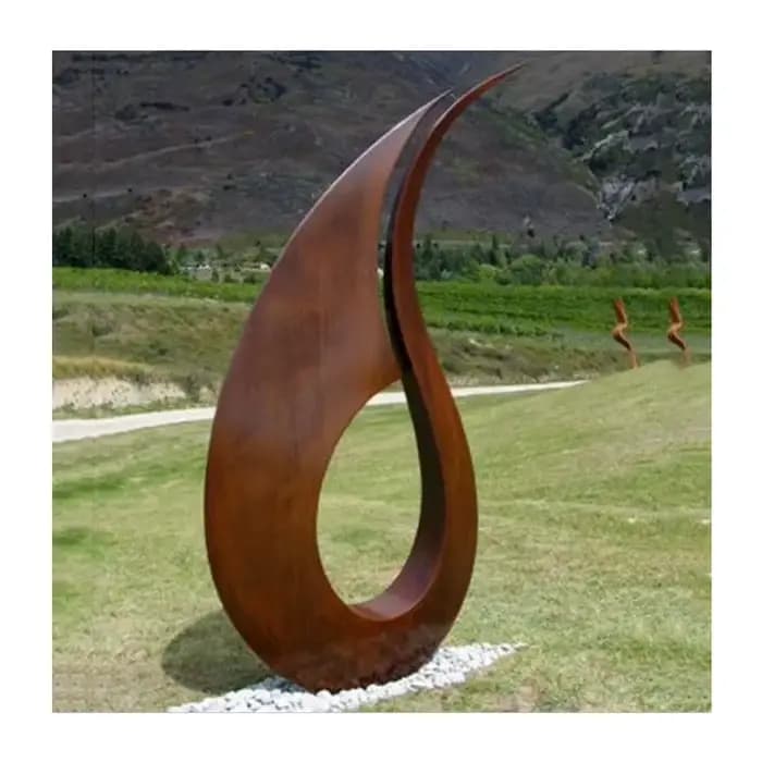 Sculpture d'anneau en acier corten en métal pour décoration de jardin