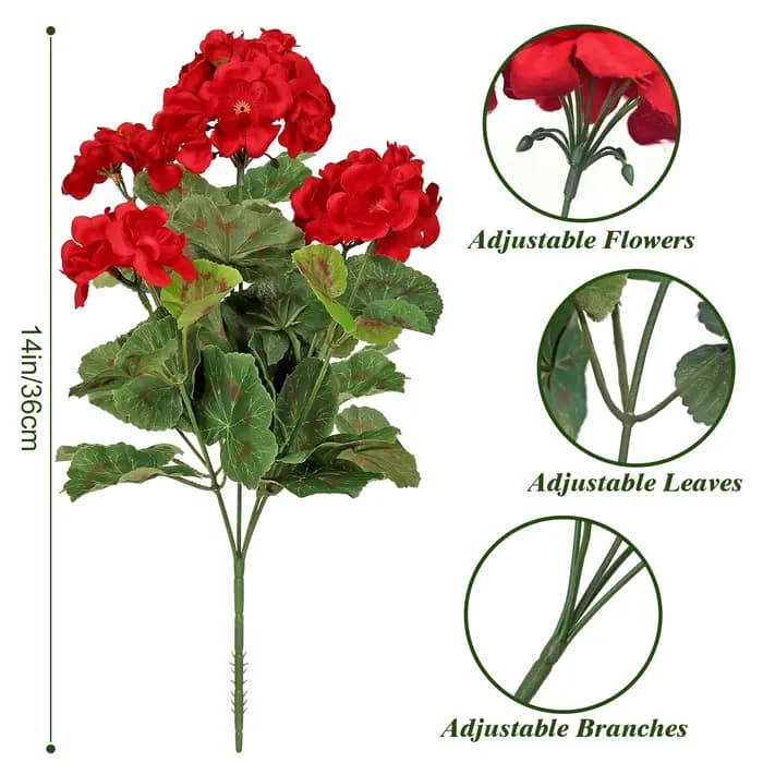 Fleurs artificielles de géranium pour l'extérieur