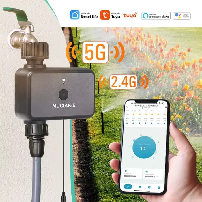 Minuterie d'irrigation WiFi double bande pour jardin