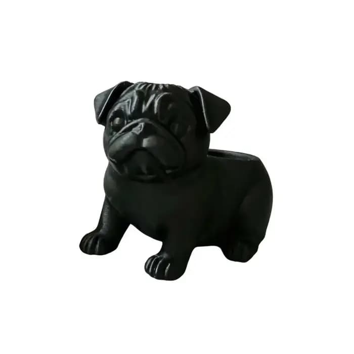 Pot de fleurs en plastique en forme de chien bouledogue imprimé en 3D
