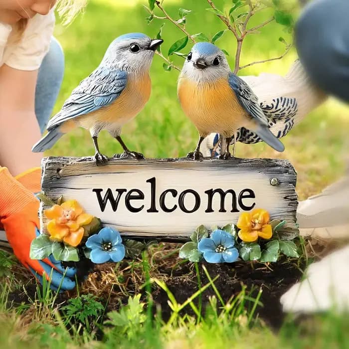 Panneau de bienvenue pour oiseaux, décoration de cour en PVC, piquet de cour, ornement de jardin pou
