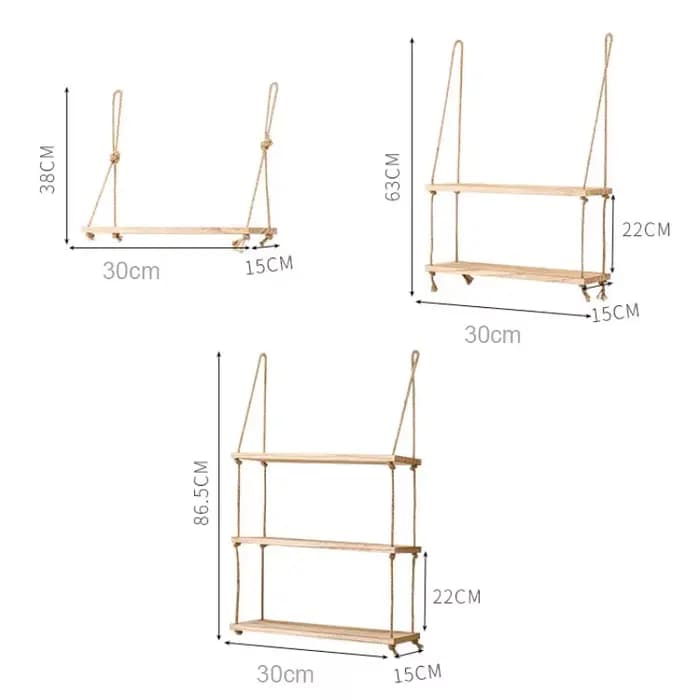 Étagères flottantes en bois pour plantes murales, fleur, balançoire en bois, corde suspendue, rangement, décor de salon de maison, 1/2/3 niveaux
