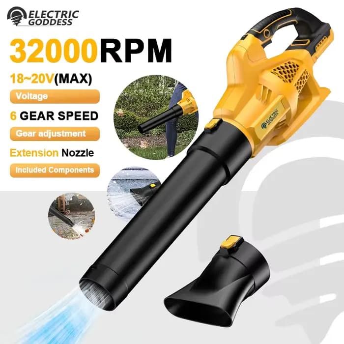 Souffleur d'air haute puissance électrique sans fil, outil de jardin, nettoyeur de cuir chevelu et de neige portable, batterie Dewalt 20V, EG 32000 tr/min, 6 vitesses