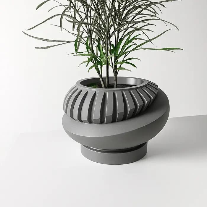 Pot à plantes moderne et minimaliste imprimé en 3D - Pot à fleurs biodégradable pour la décoration d'intérieur