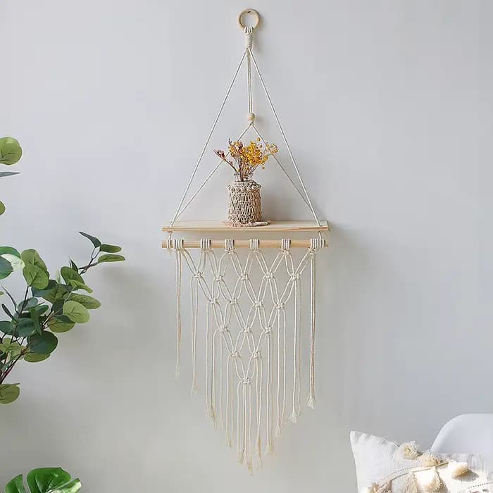 Étagères suspendues pour salle murale, décoration de maison, étagère en macramé, étagère flottante suspendue pour chambre à coucher, salon, cadeau de salle de bain