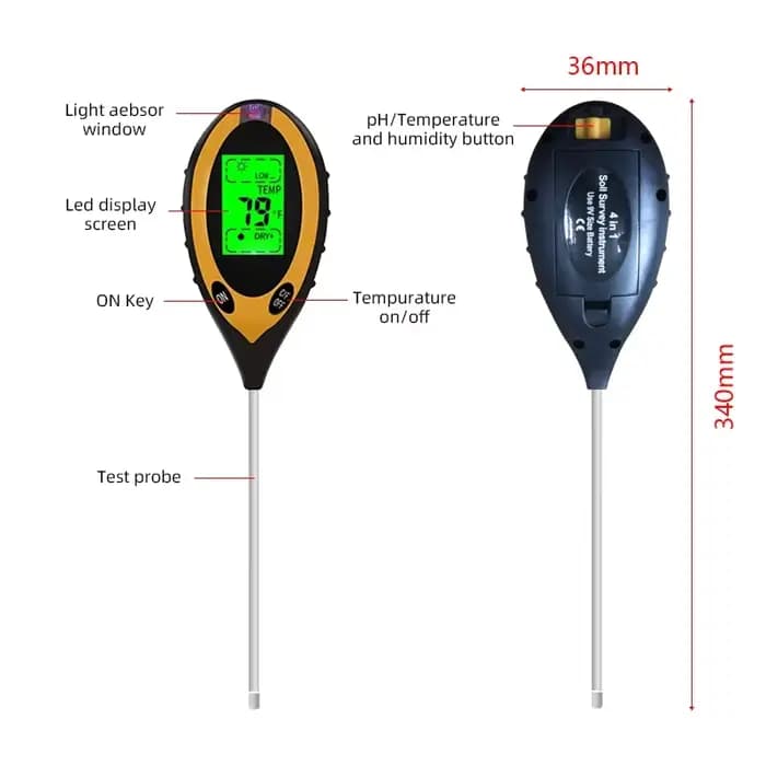 Testeur de pH du sol, testeur d'humidité du sol