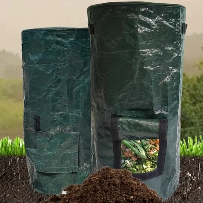 Sac de compostage résistant à l'usure avec couvercle zippé, sac poubelle scellé pour jardin, sacs à