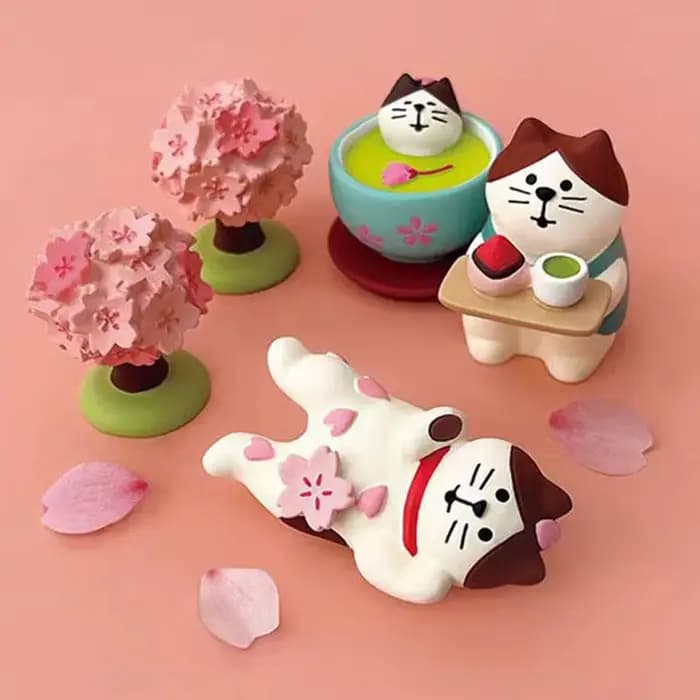 ZAKKA fleur de cerisier mignon chat ornement fleurs d'amiral scène INS jouet à la mode bricolage résine artisanat chiffres ornements