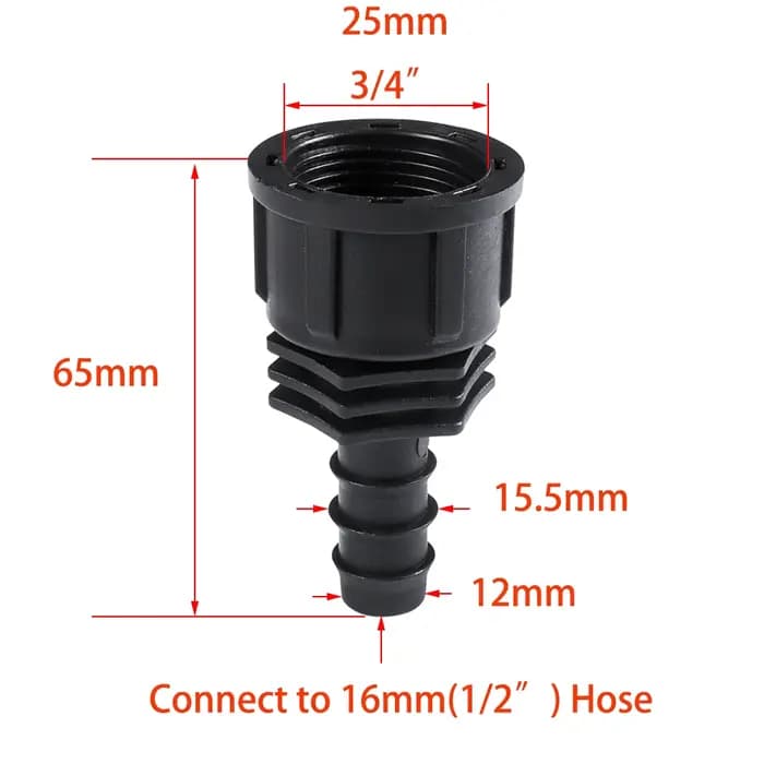 Deux raccords de tuyauterie en PE de 16 mm raccord