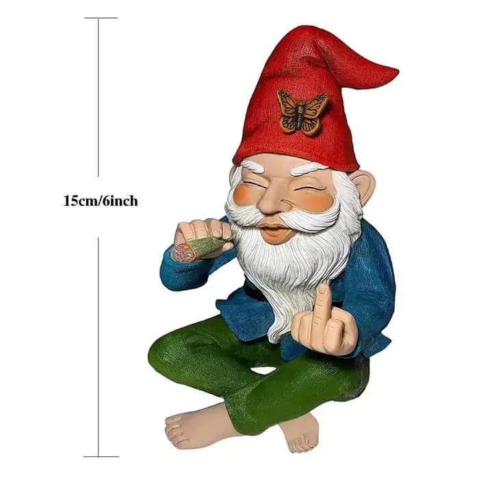 Statue de Gnome de jardin en résine, Figurine de fumer, doigt du milieu, étagère de bureau, décorati