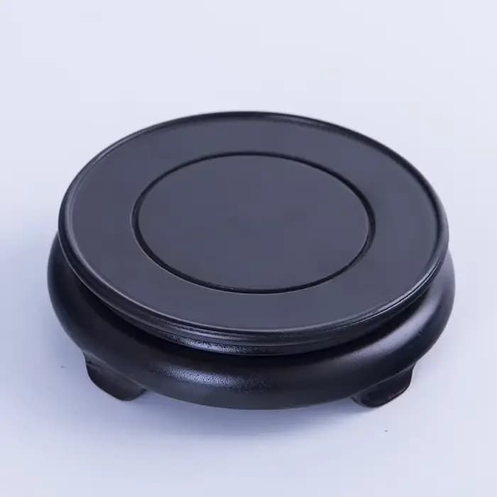 Base en bois rotative noir mat 10-30cm de diamètre, vase à fleurs rond en céramique, base en pierre, théière avec cadre en bois