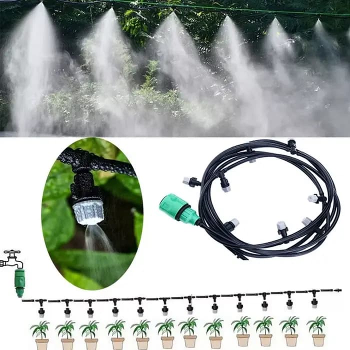 Système d'irrigation de jardin 10 mètres 10 buses pulvérisatrices brumisatrices pour refroidissement