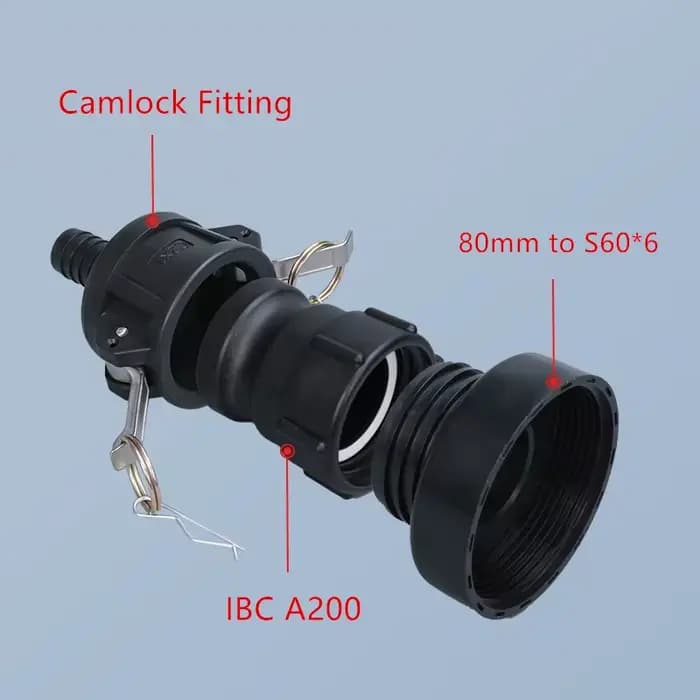 Adaptateur A200 précieux en polypropylène IBC, connecteur de assujeten plastique Camlock BLOPack, ha
