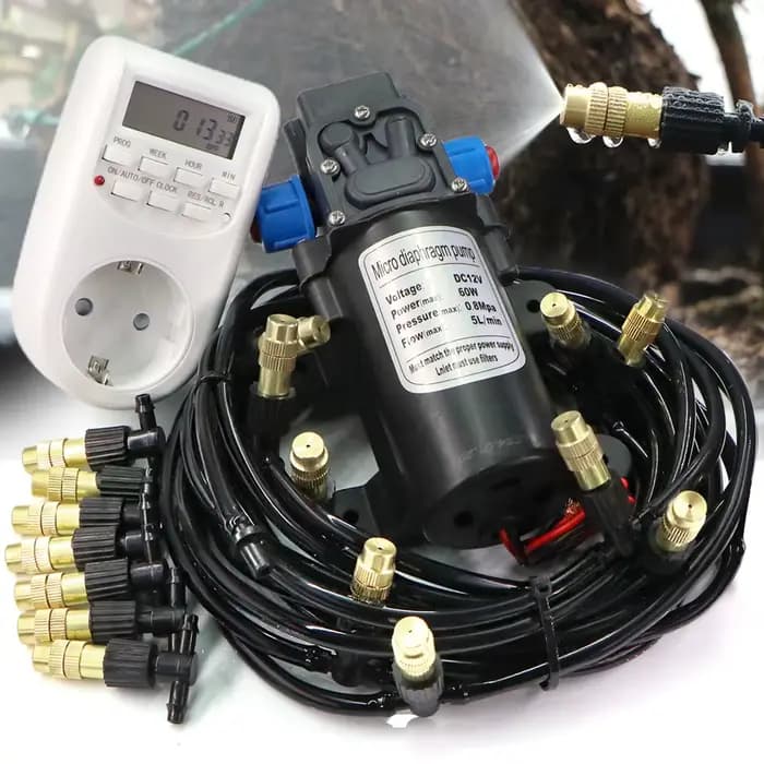 Kit de pompe auto-amorçante 30-10m 60W, système de refroidissement par brumisation, buse réglable 1/
