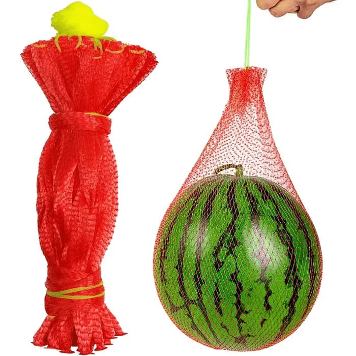 100 pièces de filet de jardin en plastique robuste, adapté à la pastèque, au melon, à la plantation verticale et au hamac avec sangles.