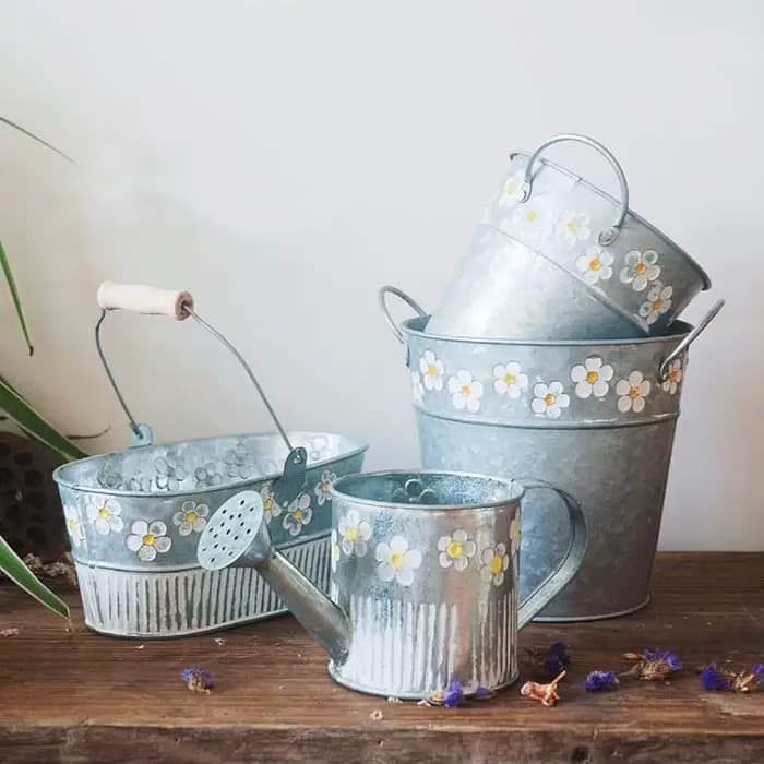 Bureau balcon décor plantes seau de rangement succulente plantation Pot de fleurs Pot de fleur Vintage fer