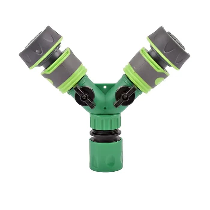 Séparateur d'eau du robinet de jardin à 2 voies, tuyau de 1/2 "3/4" à 20/25mm, connecteur rapide, Ty