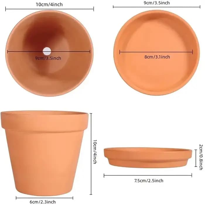 Pots en terre cuite de 4 pouces (paquet de 4)