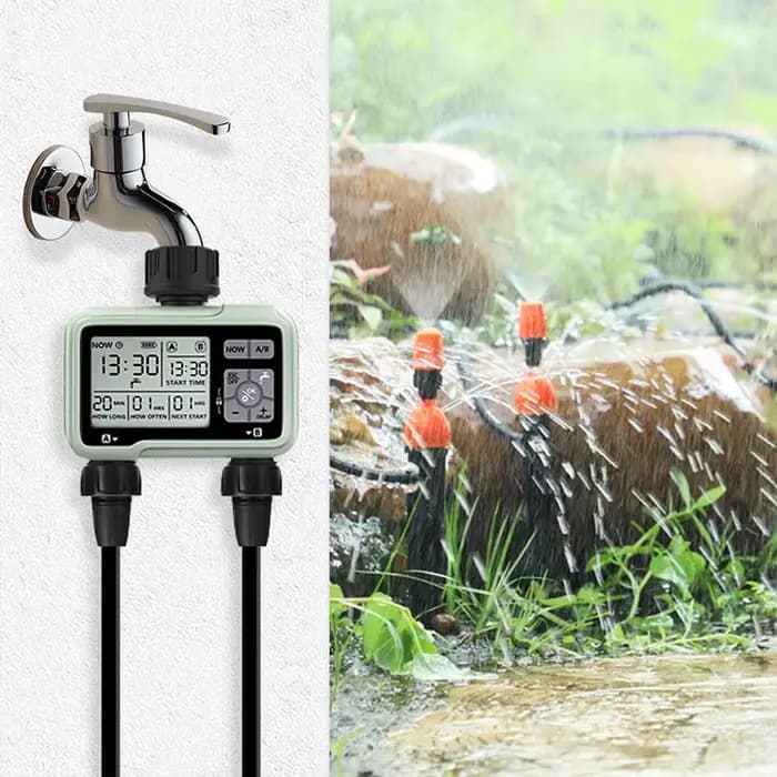 Super système de synchronisation, minuterie d'eau à 2 sorties, arrosage précis, Irrigation automatiq